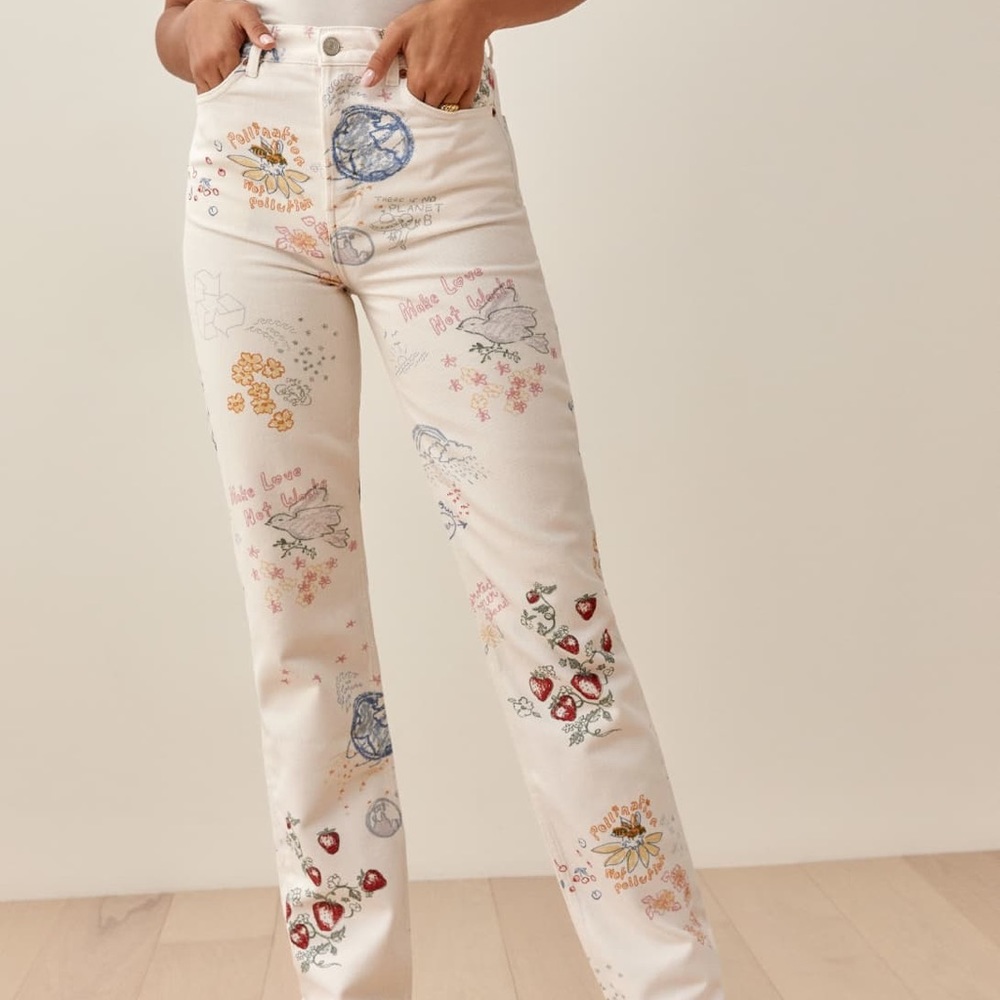 Reformation Cynthia doodle high rise straight jean